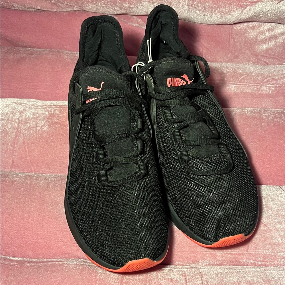 Puma Black Sneakers with Pink Highlights
